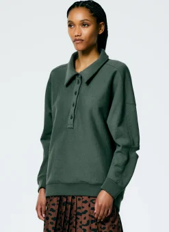 Outlet Tibi Cocoon Crewneck Sweatshirt Grey Pine