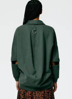 Outlet Tibi Cocoon Crewneck Sweatshirt Grey Pine