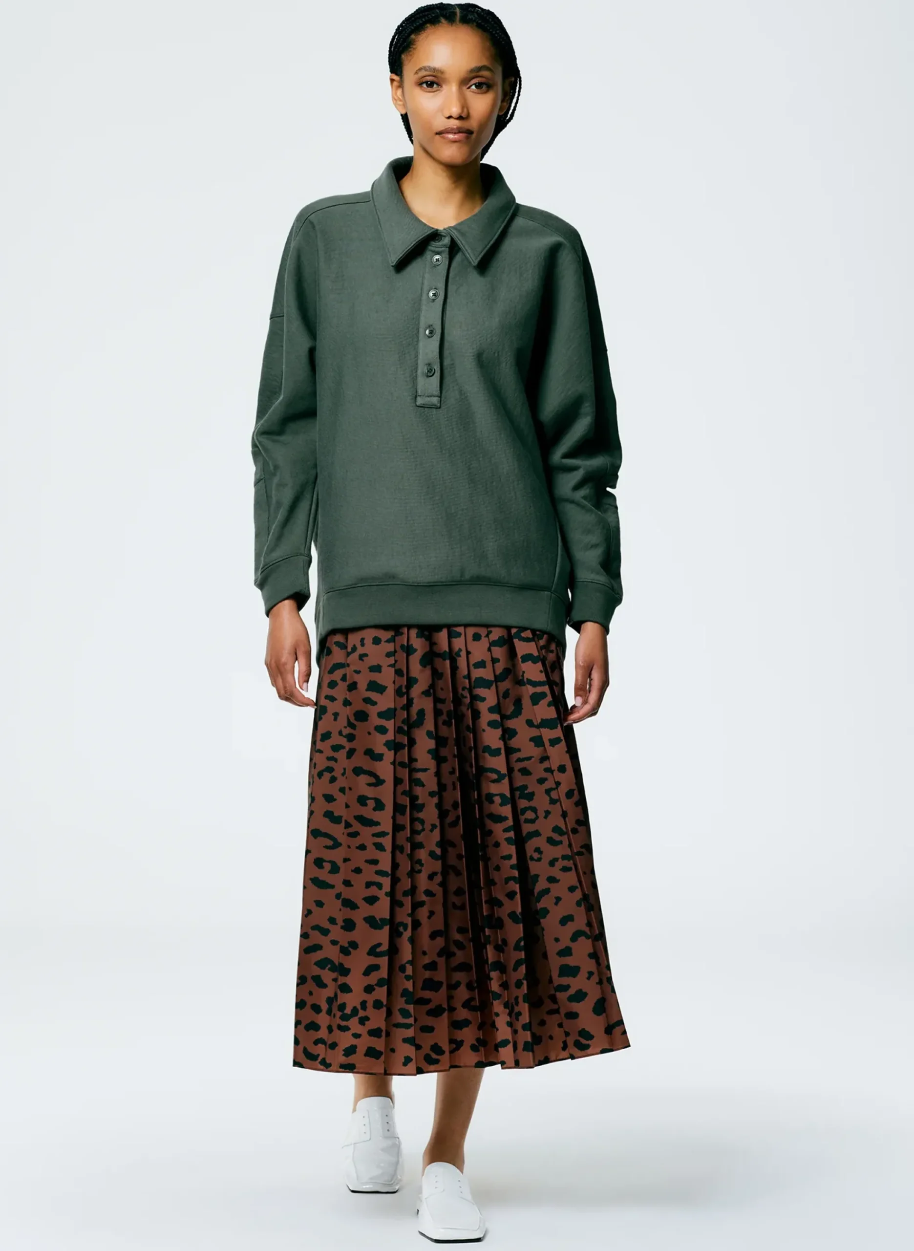 Outlet Tibi Cocoon Crewneck Sweatshirt Grey Pine