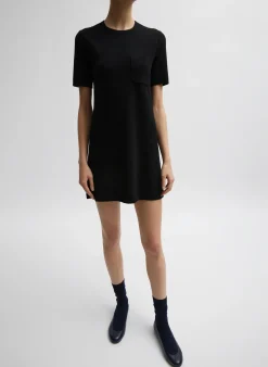 Online Tibi Compact Stretch Cashmere Mini Dress Black