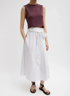 Sale Tibi Cotton Criss Cross Cropped Sleeveless Sweater Cinnamon