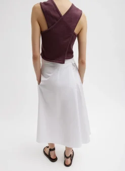 Sale Tibi Cotton Criss Cross Cropped Sleeveless Sweater Cinnamon
