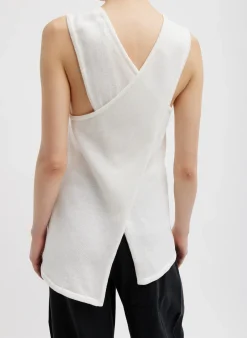 Online Tibi Cotton Criss Cross Sleeveless Sweater White