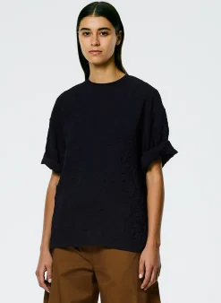 Online Tibi Crinkle Shirting Easy T-Shirt Midnight Navy