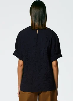 Online Tibi Crinkle Shirting Easy T-Shirt Midnight Navy