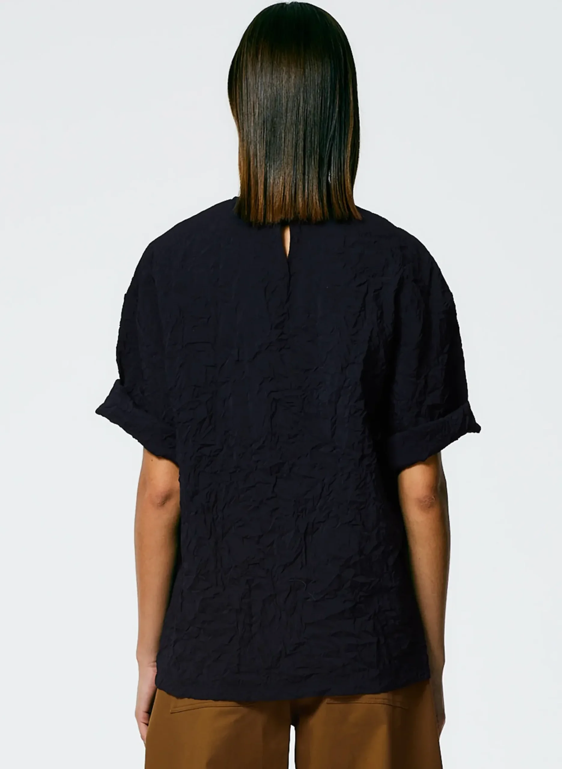 Online Tibi Crinkle Shirting Easy T-Shirt Midnight Navy