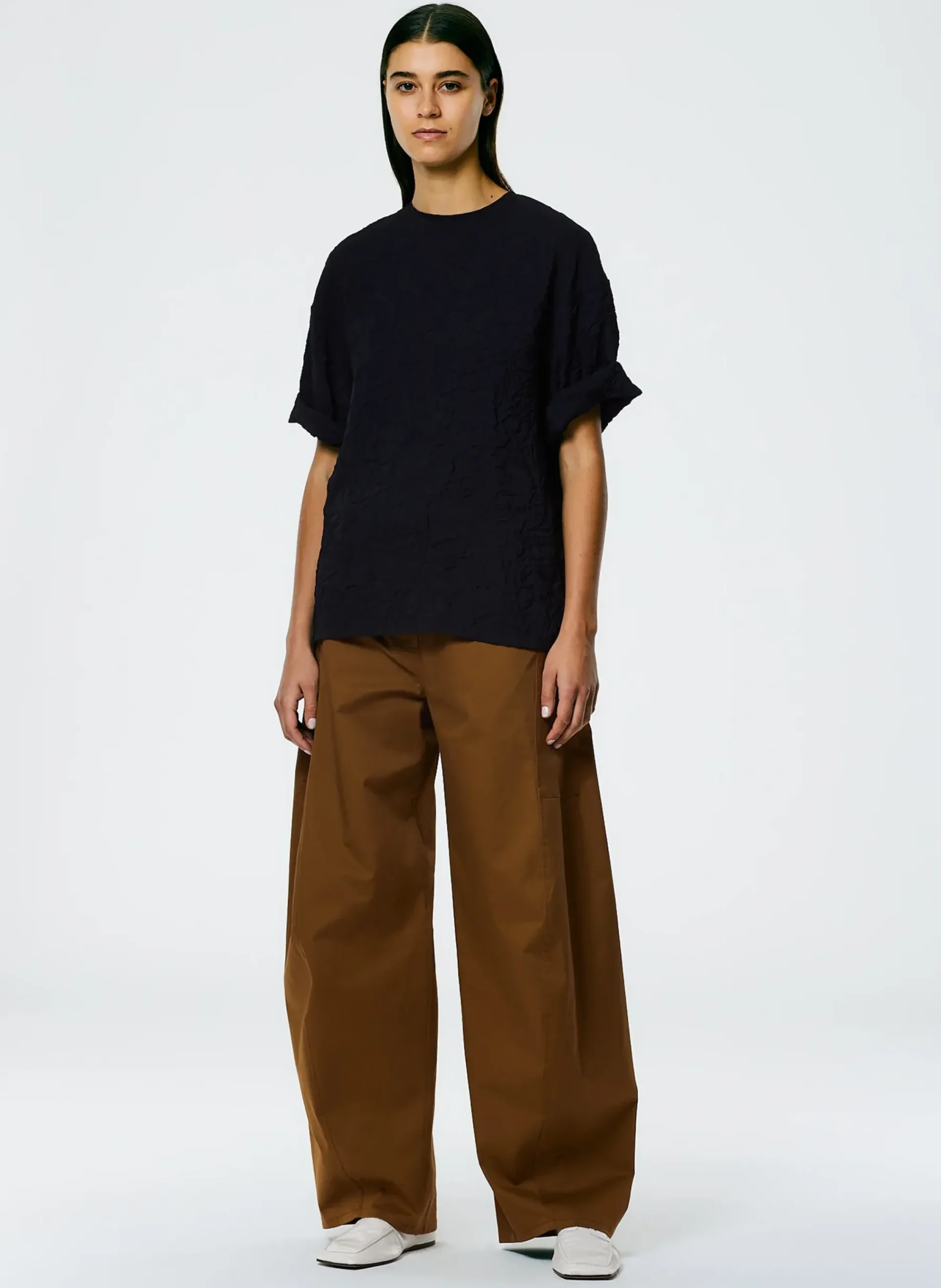 Online Tibi Crinkle Shirting Easy T-Shirt Midnight Navy