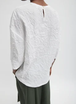 Tibi Crinkle Shirting Easy T-Shirt White