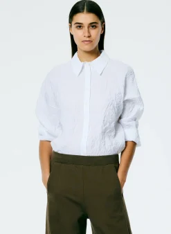 Outlet Tibi Crinkle Shirting Oversized Shirt White
