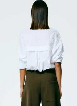 Outlet Tibi Crinkle Shirting Oversized Shirt White