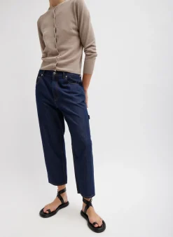 Online Tibi Crispy Sweater Shrunken Cardigan Dark Stone