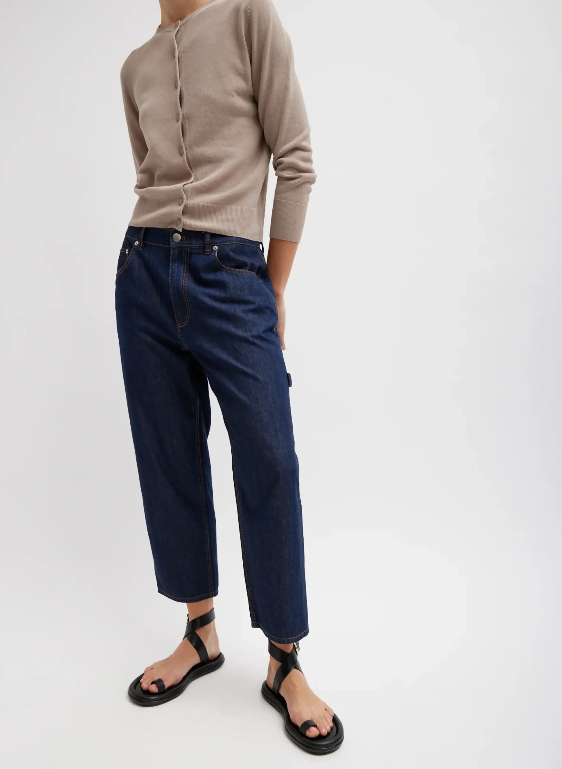 Online Tibi Crispy Sweater Shrunken Cardigan Dark Stone
