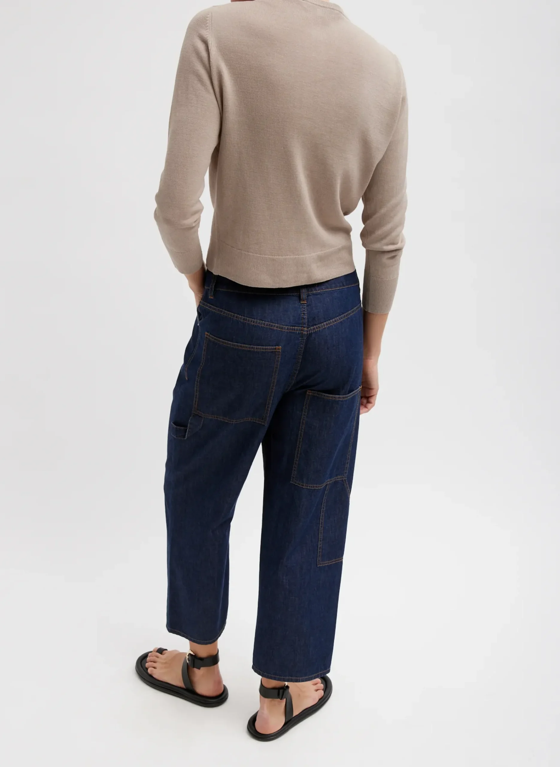 Online Tibi Crispy Sweater Shrunken Cardigan Dark Stone