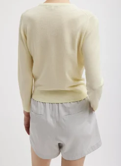 Outlet Tibi Crispy Sweater Shrunken Cardigan Butter