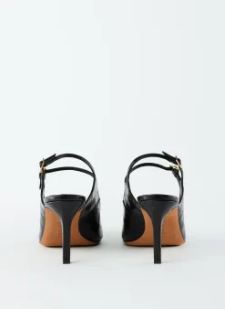 Tibi Croc Print Bob Slingback Black