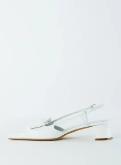 Outlet Tibi Croc Print Victor Slingback White