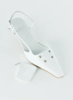 Outlet Tibi Croc Print Victor Slingback White