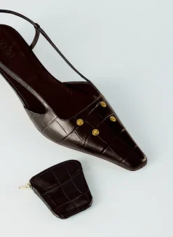 Hot Tibi Croc Print Victor Slingback Brown