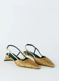 Online Tibi Curly Victor Slingback Gold