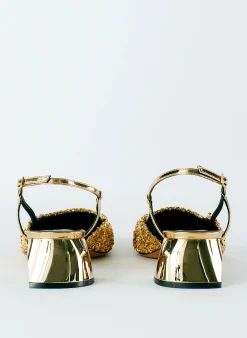 Online Tibi Curly Victor Slingback Gold
