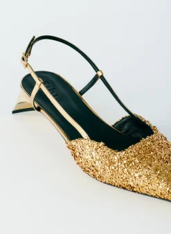 Online Tibi Curly Victor Slingback Gold