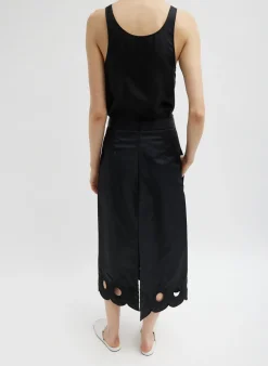 Sale Tibi Daisy Embroidered Nylon Skirt Black