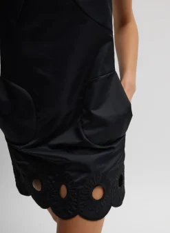 Outlet Tibi Daisy Embroidery Short Dress Black