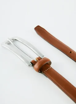 Discount Tibi Darwin Leather Belt Cognac