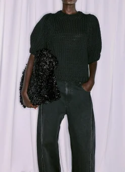 Online Tibi Deluxe Tube Yarn Sweater Mini Puff Pullover Black