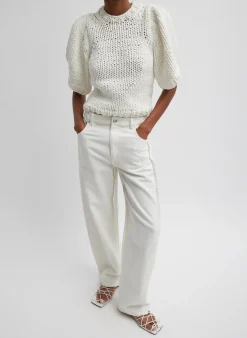Online Tibi Deluxe Tube Yarn Sweater Mini Puff Pullover White