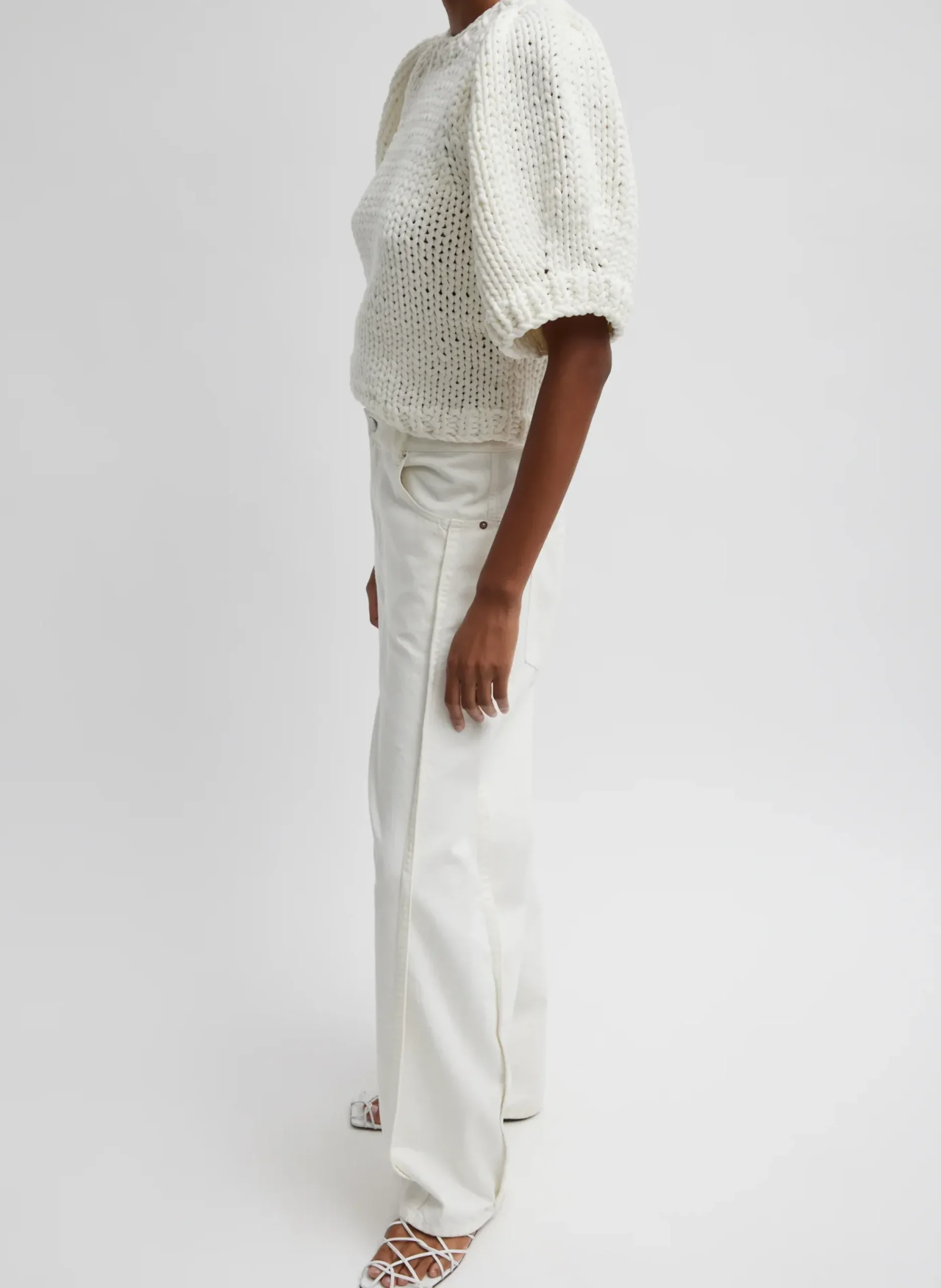 Online Tibi Deluxe Tube Yarn Sweater Mini Puff Pullover White