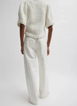 Online Tibi Deluxe Tube Yarn Sweater Mini Puff Pullover White