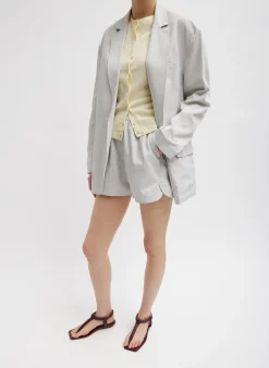 Discount Tibi Drapey Suiting Liam Blazer Stone
