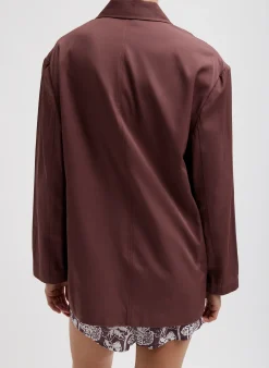 Outlet Tibi Drapey Suiting Liam Blazer Cinnamon