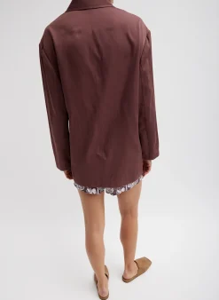 Outlet Tibi Drapey Suiting Liam Blazer Cinnamon