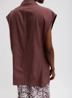 Online Tibi Drapey Suiting Oversized Double Breasted Vest Cinnamon