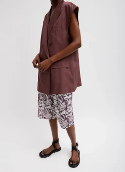 Online Tibi Drapey Suiting Oversized Double Breasted Vest Cinnamon