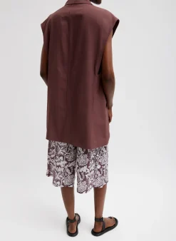 Online Tibi Drapey Suiting Oversized Double Breasted Vest Cinnamon