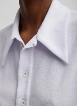 Tibi Dry Loop Terry Easy Polo Shirt Pale Lavender