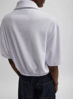 Tibi Dry Loop Terry Easy Polo Shirt Pale Lavender