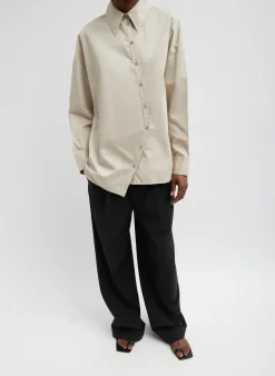 Online Tibi Eco Poplin Asymmetrical Shirt Ash
