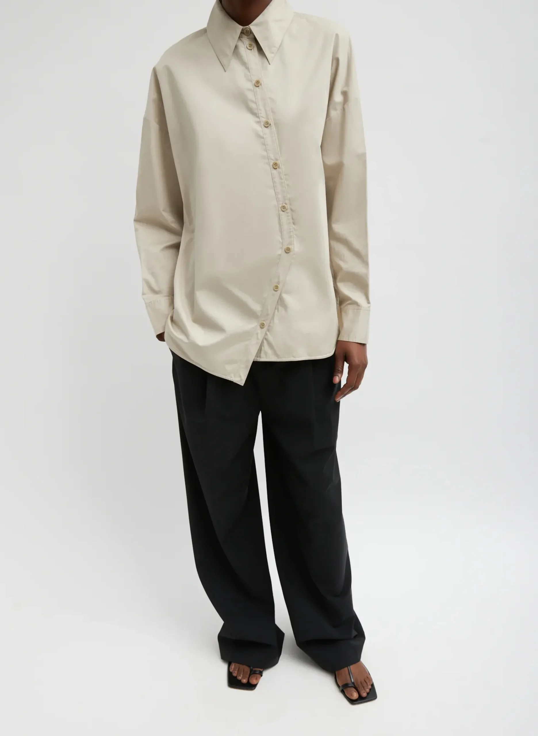 Online Tibi Eco Poplin Asymmetrical Shirt Ash