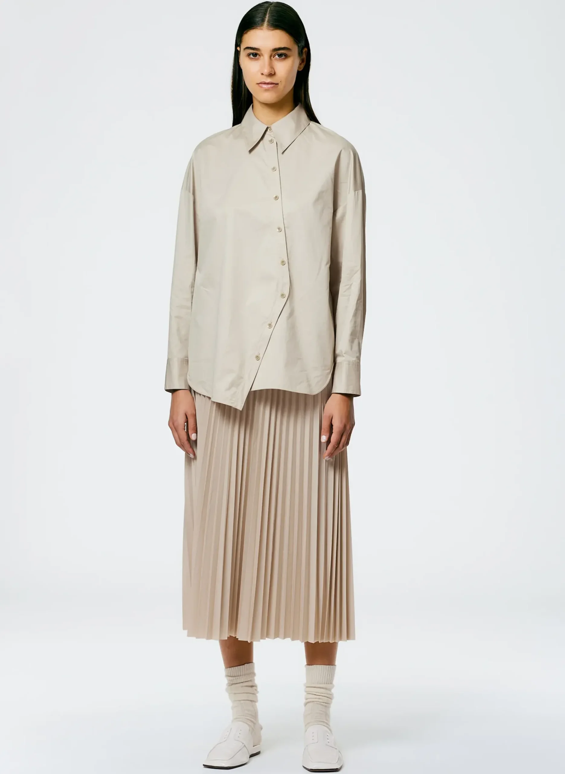 Online Tibi Eco Poplin Asymmetrical Shirt Ash