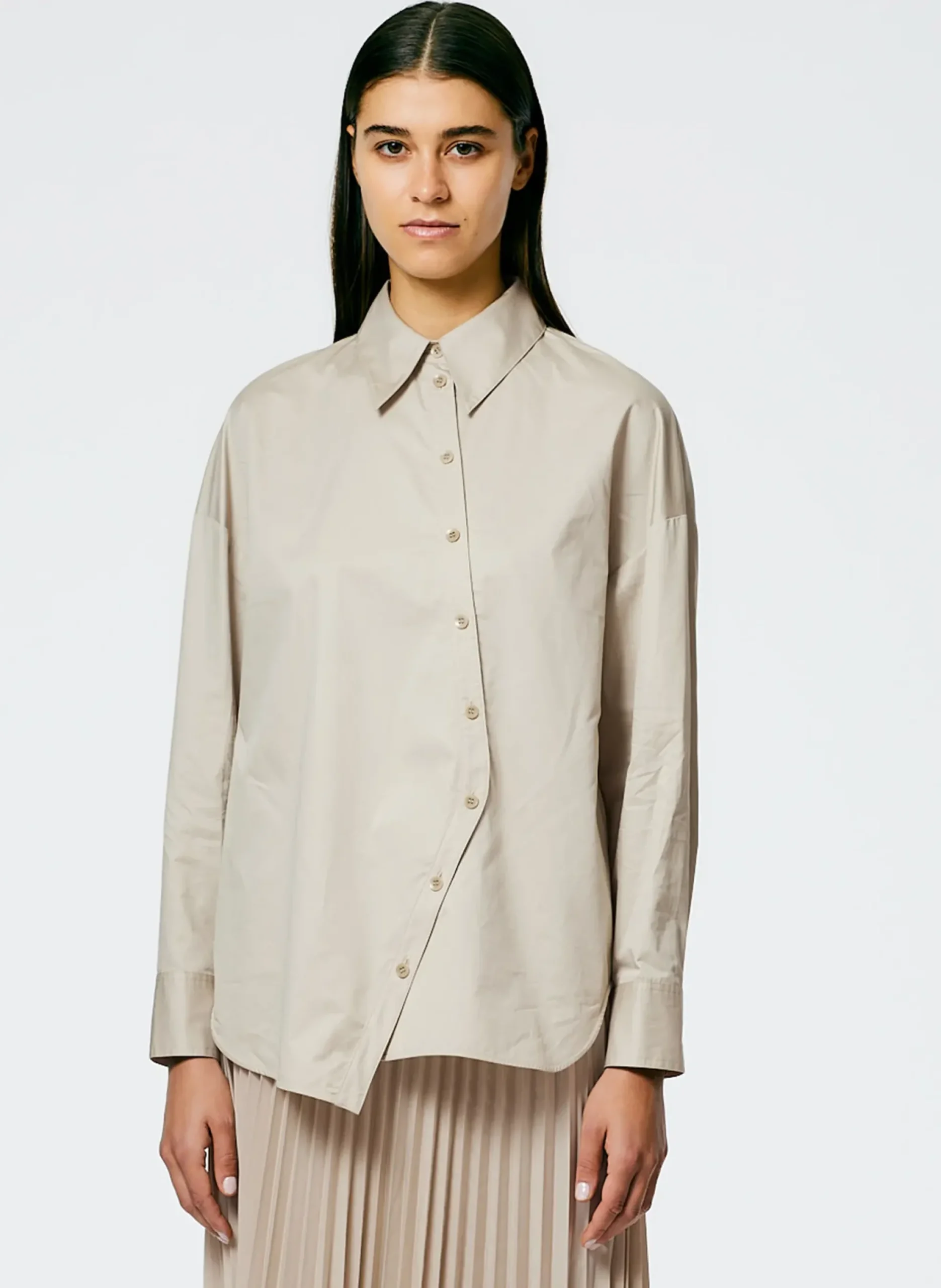 Online Tibi Eco Poplin Asymmetrical Shirt Ash