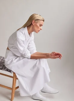 Hot Tibi Eco Poplin Back Wrap Skirt White