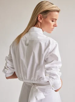 Sale Tibi Eco Poplin Cropped Shirt White