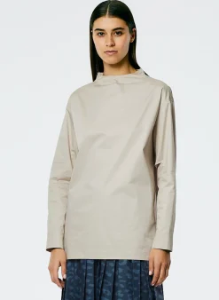 Tibi Eco Poplin Funnelneck Top Ash