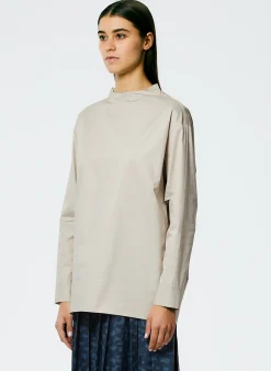 Tibi Eco Poplin Funnelneck Top Ash