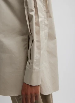 Hot Tibi Eco Poplin Shirt With Tucked Sleeve Light Stone