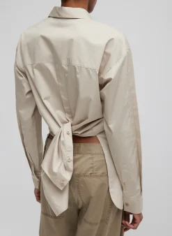 Hot Tibi Eco Poplin Shirt With Tucked Sleeve Light Stone